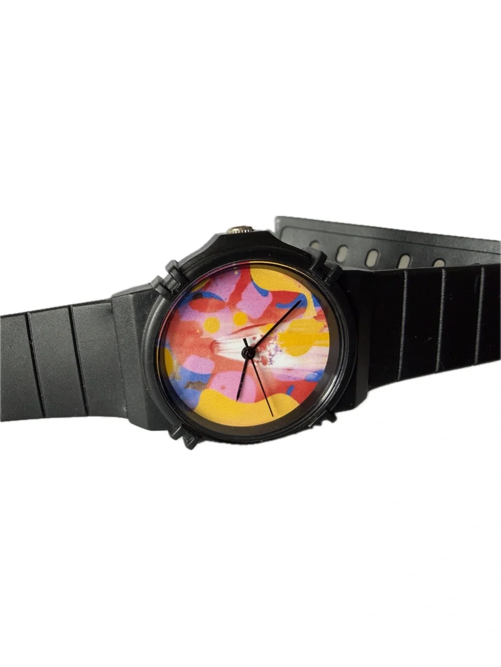 Balance and Composure Black Silicone Watch with Colorful Album Art Dial